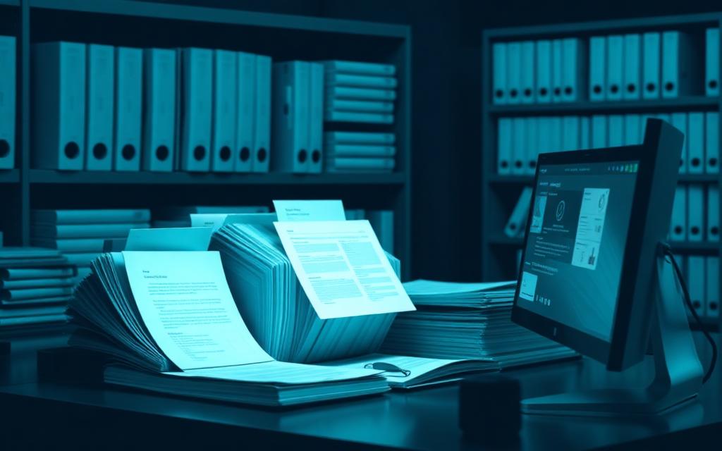 Documents being digitized into a modern secure records management system